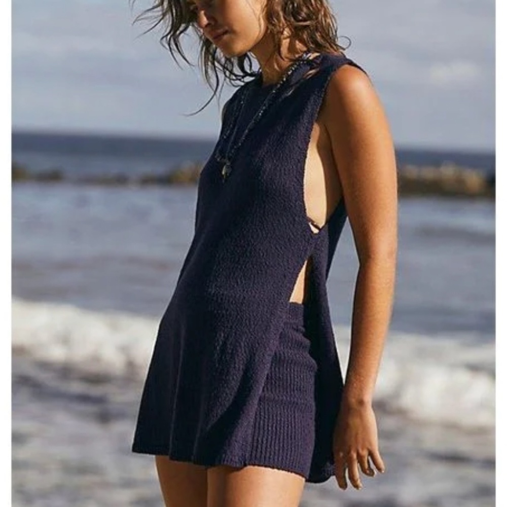 NEW Free People Miranda Sweater Co-Ord Two-Piece Set - Navy Blue